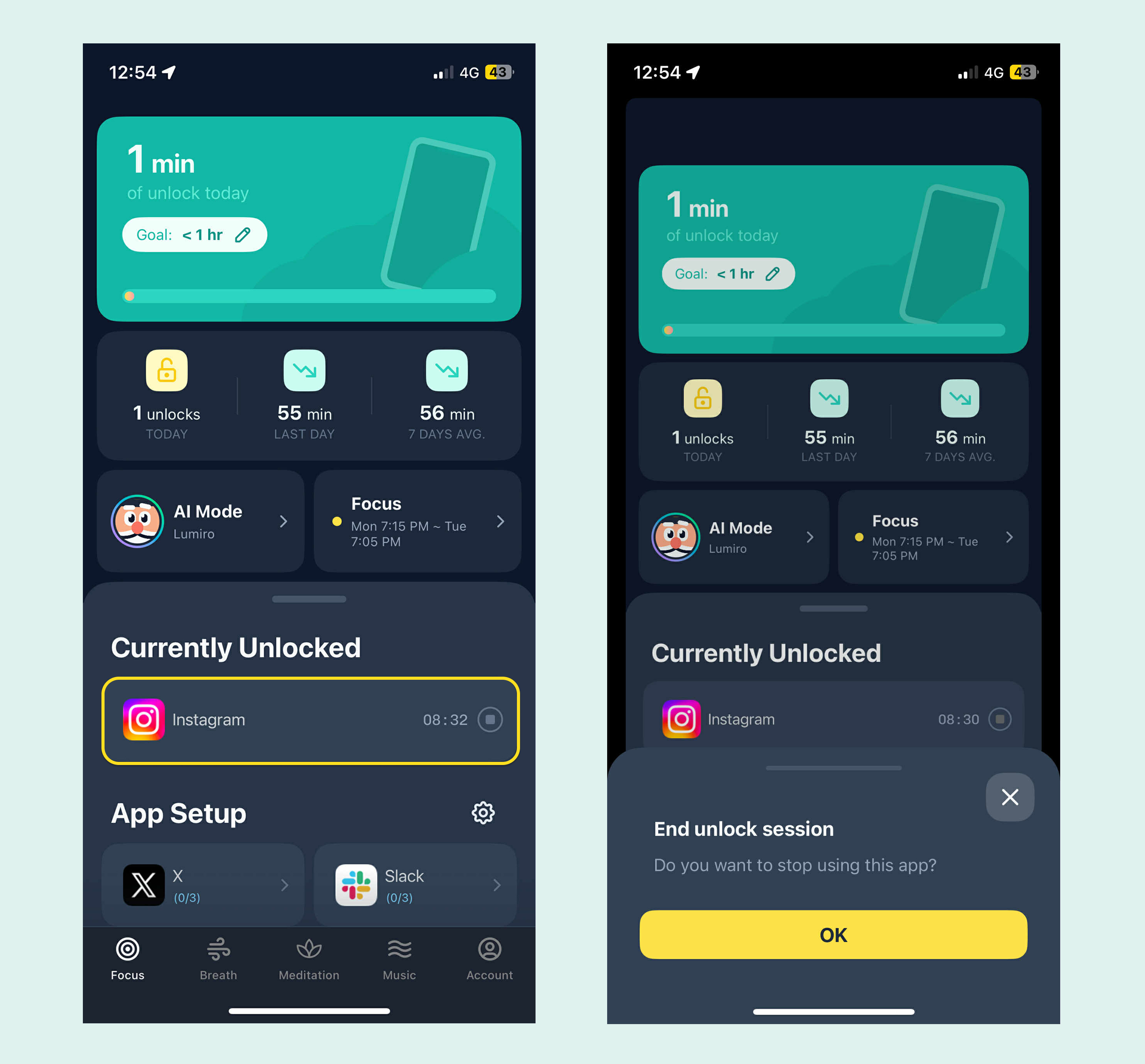 Check how much time you have before apps are locked