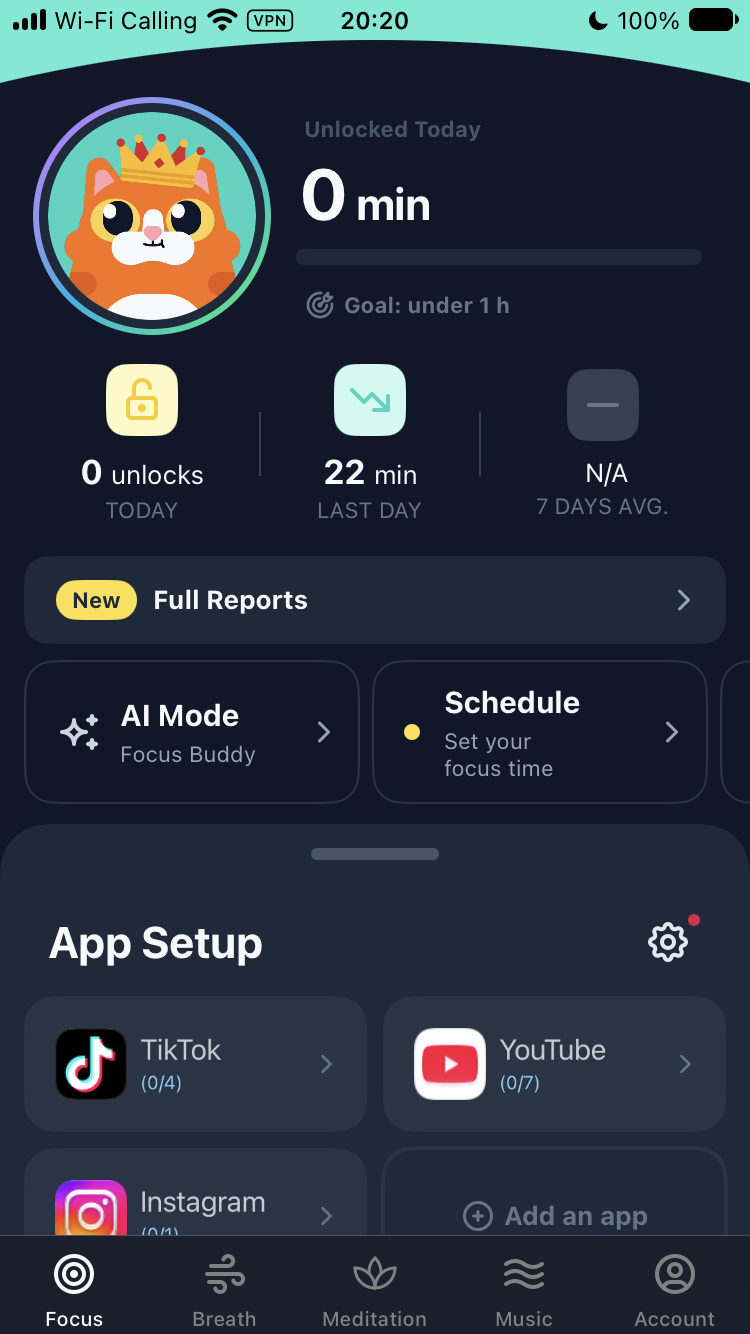 Clarymind home screen