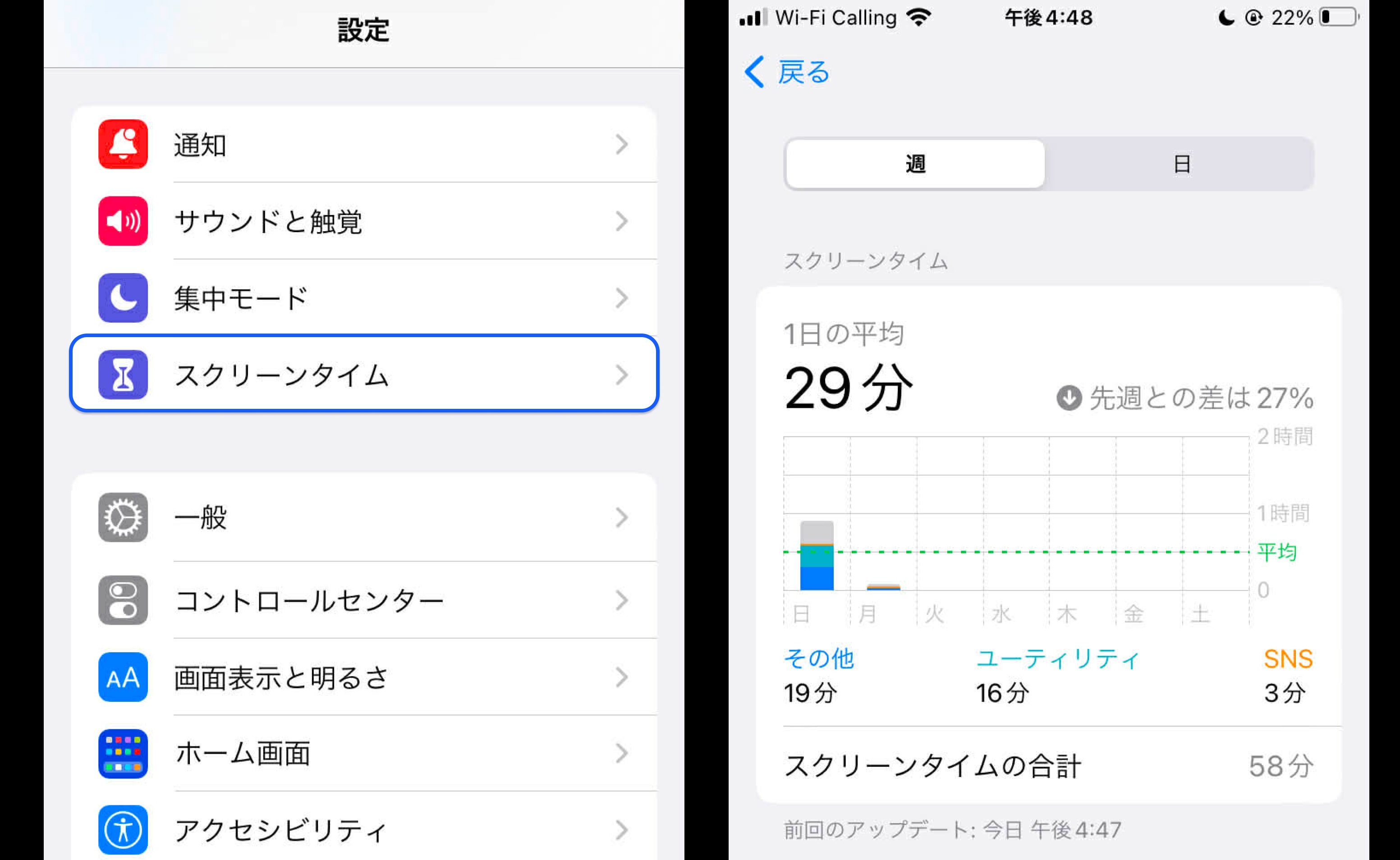 Check the existing screen time