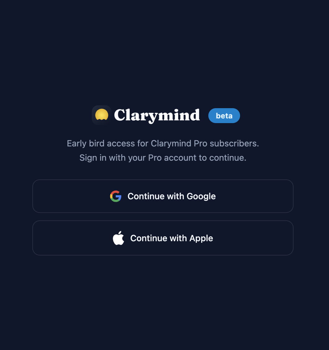 Sign in to the Clarymind Chrome extension